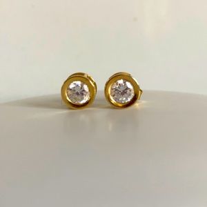 Gold plated sterling silver cz bezel studs
